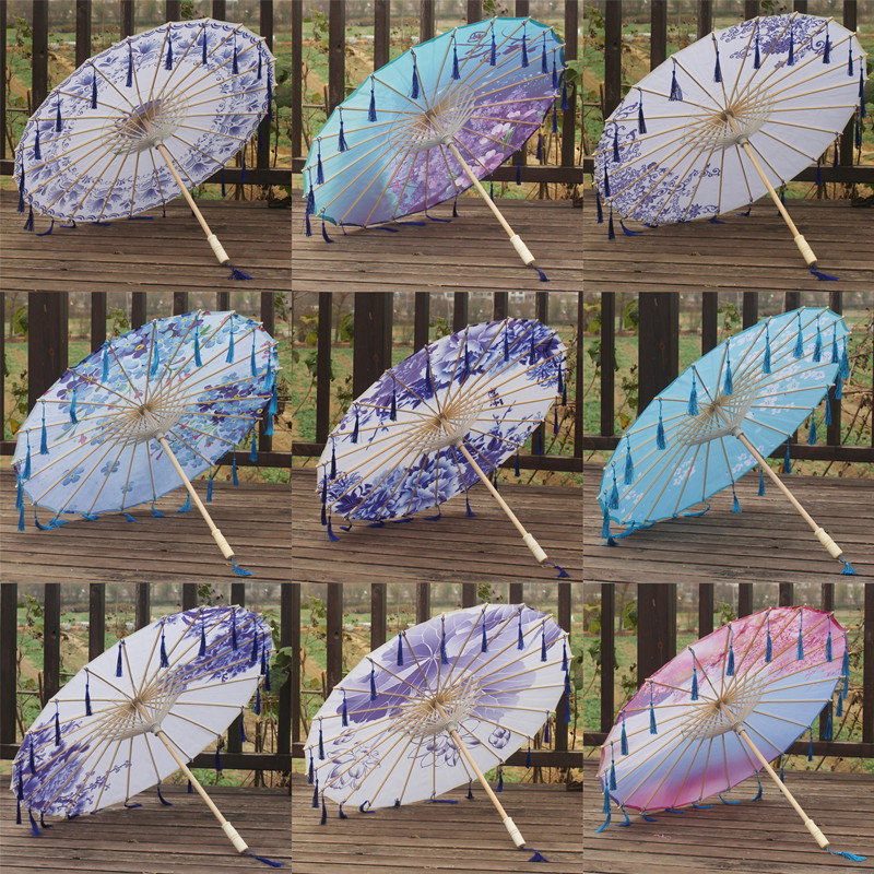 tassel dance umbrella dance umbrella cheongsam catwalk umbrella Dai dance umbrella craft umbrella Jiangnan umbrella decorative umbrella silk cloth umbrella