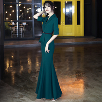 High-end light luxury niche evening dress women 2021 new banquet temperament high-end host fishtail skirt luxury summer