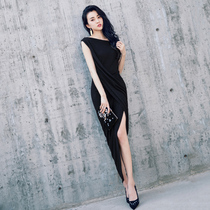 Banquet evening dress dress women 2021 new ladies high-end light luxury niche design sense advanced shoulder temperament summer