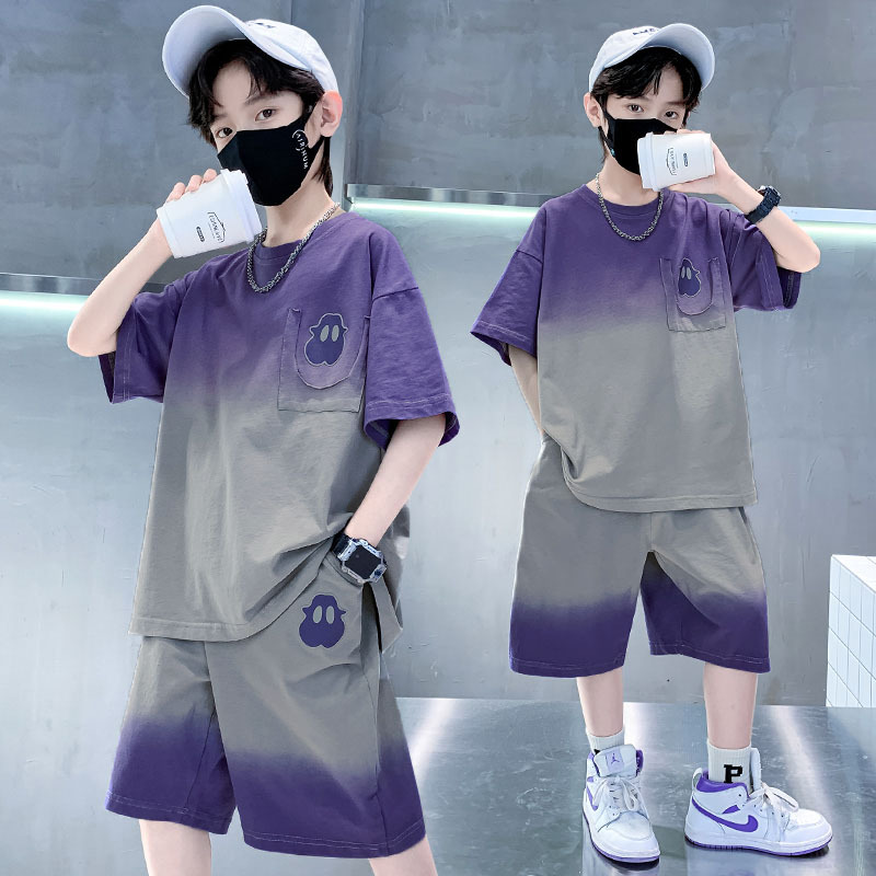 Boys' Summer Outfit 2026 New Children's Summer Clothing Trendy Street Style Boys' Pure Cotton Short-Sleeve Summer Sporty Cool and Handsome