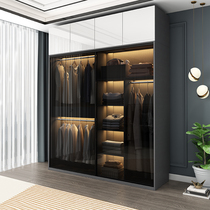 Sliding door wardrobe bedroom home modern minimalist light luxury glass door sliding door environmental protection small apartment storage wardrobe