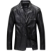 Mùa xuân và mùa thu trắng Suit cổ áo da nam Kích thước lớn PU Leather Jacket Thin Pew Jacket Business Casual Leather Suit áo măng tô nam Quần áo lông thú