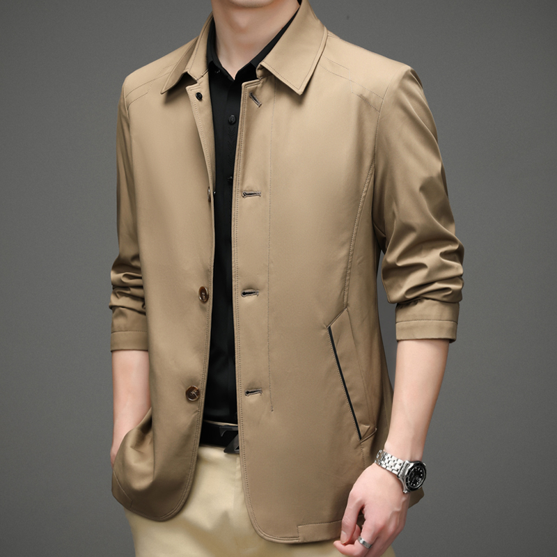 Spring and autumn business slim trench coat new Korean version fashion casual men's British mid-length youth popular coat