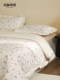 Mingdu bed four-piece set 100-count double-strand pure cotton high-end floral print bed sheet and duvet cover set-Morning Mist Garden