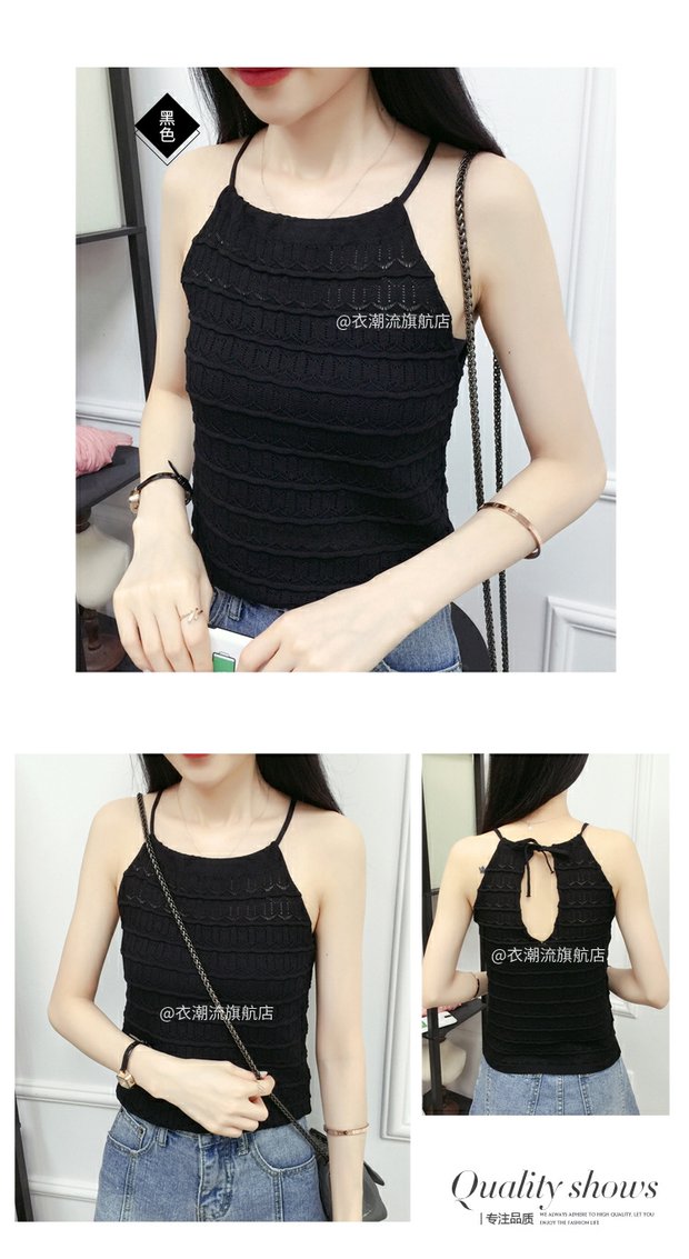 Mùa hè 2019 mới áo vest nữ yếm Hàn Quốc mặc quần lọt khe bên trong áo dệt kim không tay thoi trang cong so