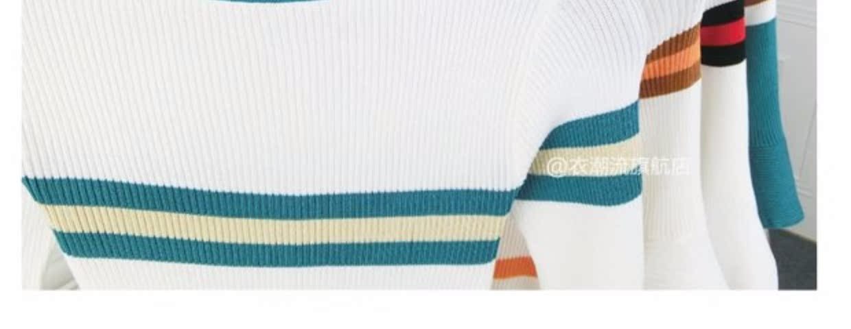 2019 xuân hè mới tay áo sọc hoang dã áo sơ mi nữ đáy áo cổ tròn đan áo len bó sát thủy triều áo cardigan nữ