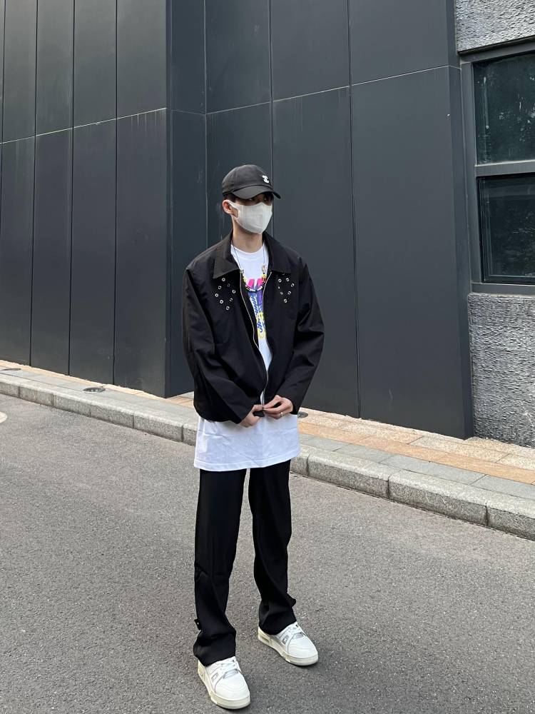 European and American High Street American button design Sense Men in Blade Street Retrox Leisure Dresses