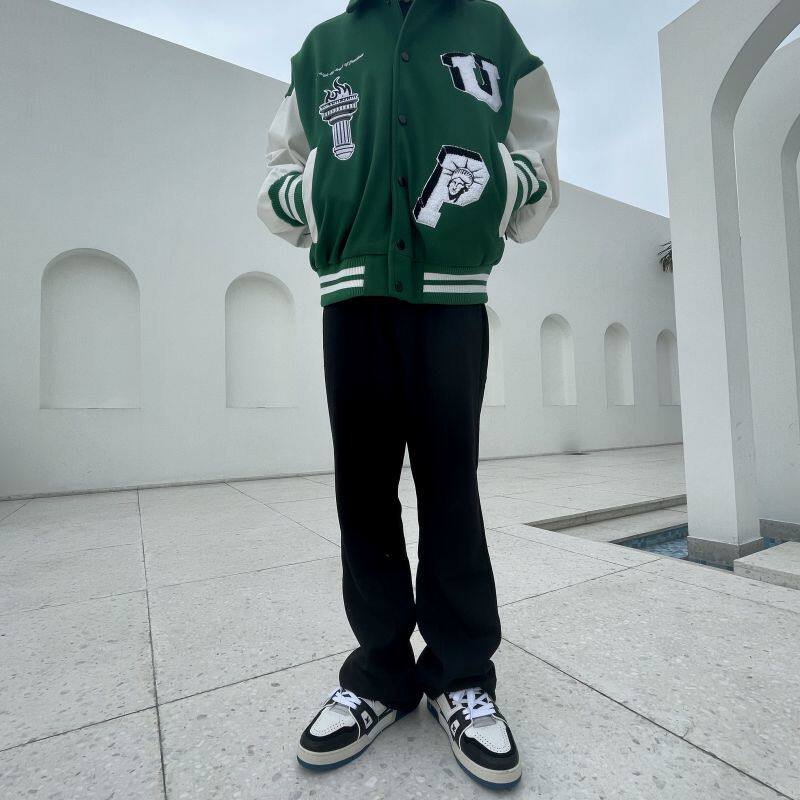 European and American high street catwalk trousers ins trendy simple high-end black super A fried street niche loose flared casual pants