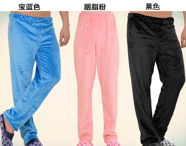 Coral nhung kích thước lớn nhà pyjama nữ mùa đông trắng flannel nam lỏng lẻo cặp nhà quần phụ nữ quần quần thể thao nữ