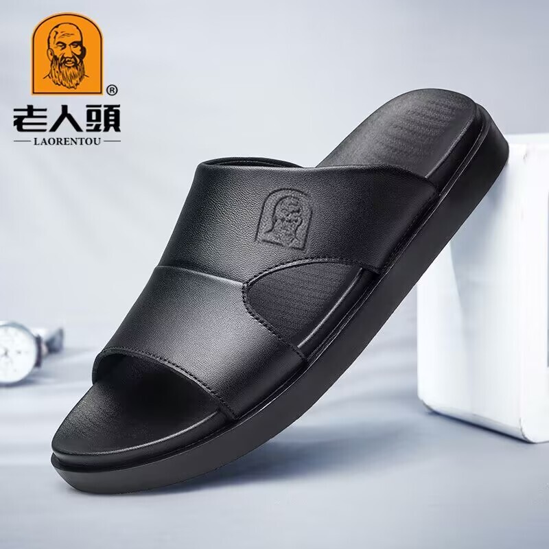 Men's Summer Sandals for the Elderly, Genuine Leather, Breathable, Full Cowhide, Outdoor Slippers, High-End Non-Slip Flip-Flops with Thick Soles Men's Summer Sandals for the Elderly, Genuine Leather, Breathable, Full Cowhide, Outdoor Slippers, High-End Non-Slip Flip-Flops with Thick Soles
