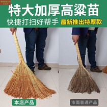 Old-fashioned step up thickened sorghum sweep to sweep the sweeping pure artisanal gold silk seedling broom school site with a home broom