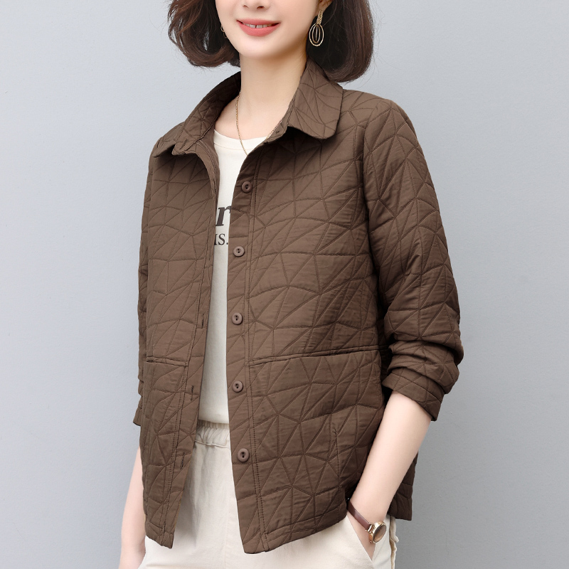 Short Jacket for Women 2025 New Spring Fashion for Middle-Aged Mothers, Loose Cotton-Padded Casual Lapel Lightweight Cotton Coat