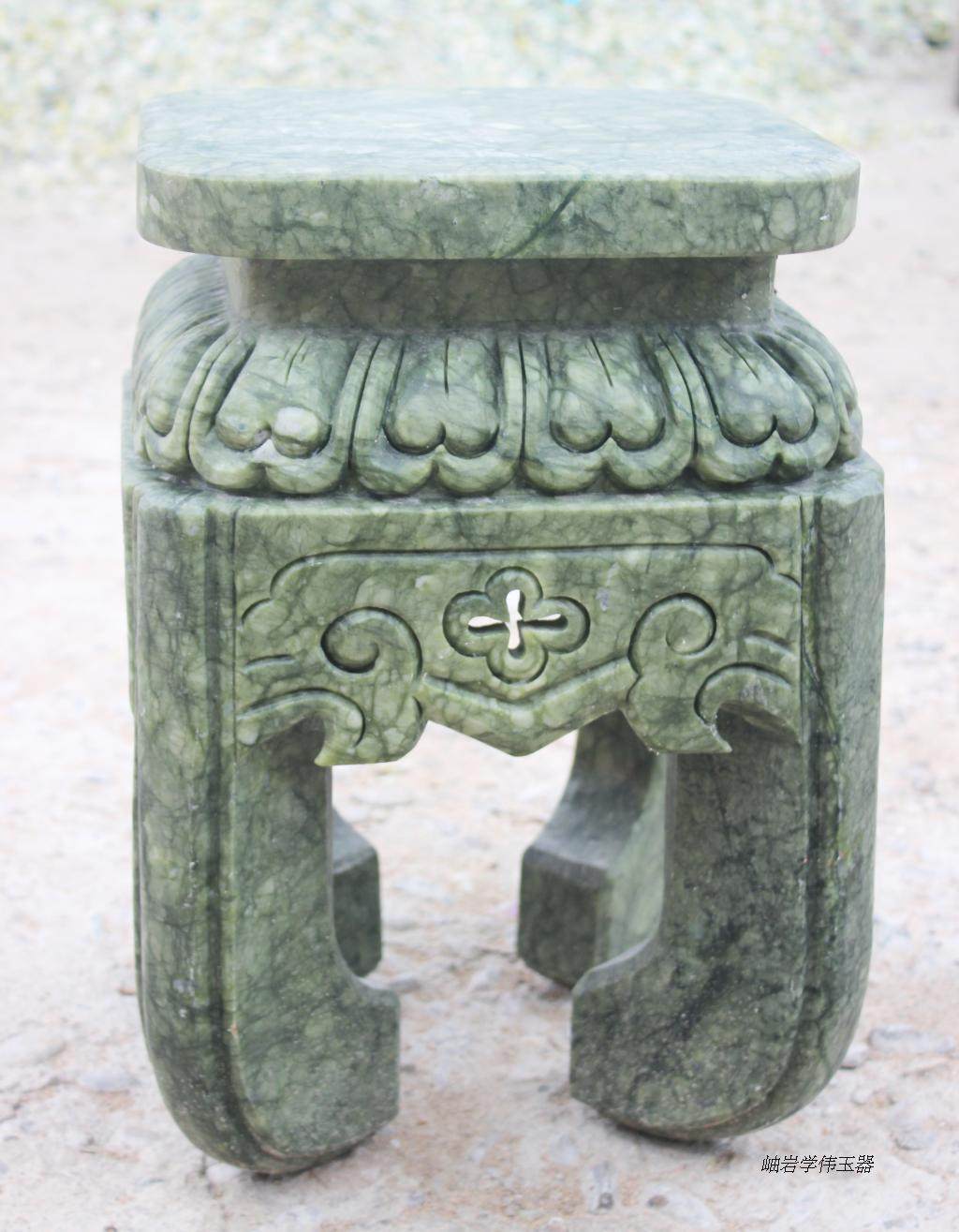 Manufacturer direct sales natural jade stool handmade engraving with jade stool landscaped courtyard table stool swing piece