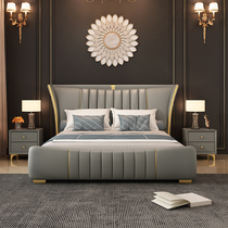 Napa leather bed 1 8m soft bag double tatami leather bed minimalist master bed modern simple light luxury wind bed