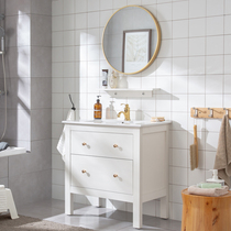 Nordic light luxury bathroom cabinet Golden face wash basin cabinet Combination bathroom sink Bathroom cabinet Floor-to-ceiling