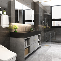 Rock plate intelligent bathroom cabinet Toilet wash basin cabinet combination Wash face pool basin set One-piece basin floor