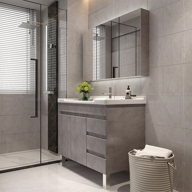 Nordic light luxury bathroom cabinet combination Bathroom sink Hand wash basin basin Bathroom cabinet Smart mirror cabinet