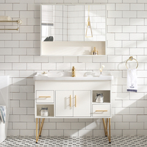 Nordic light luxury bathroom cabinet Hand wash basin cabinet combination bathroom wash countertop basin pool bathroom intelligent mirror cabinet