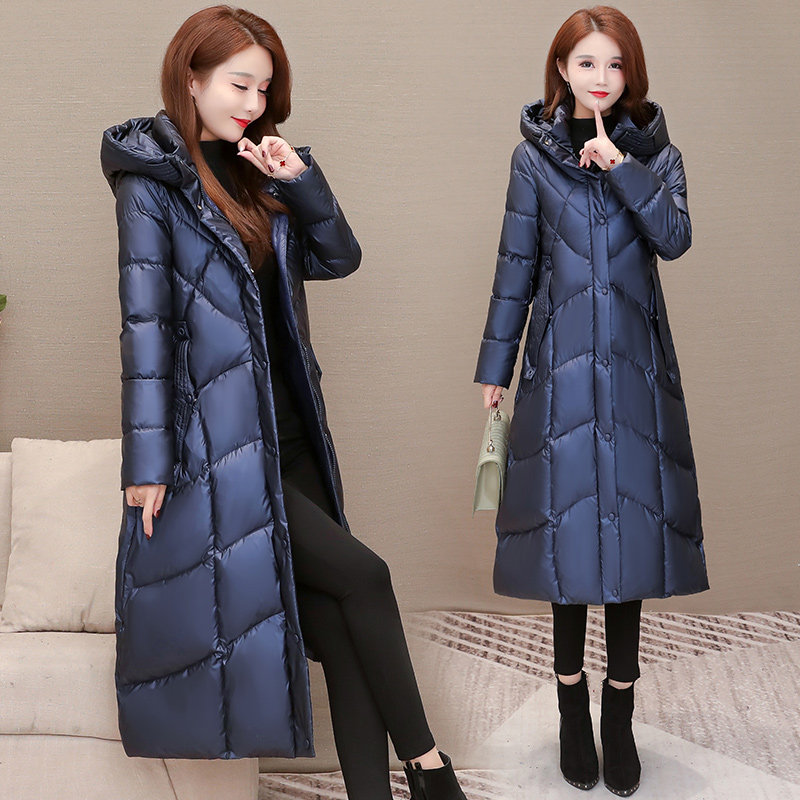 Light down cotton clothes women's middle and long winter clothes 2020 new slim fashion hooded cotton jacket women's cotton jacket 225
