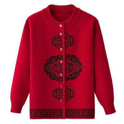 新款秋冬装中老年人女装毛衣妈妈装开衫