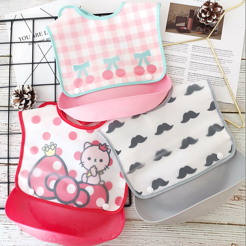 Cartoon infant unbreakable for bib baby stereo free of washing and eating surrounding pocket waterproof children's bib saliva pocket