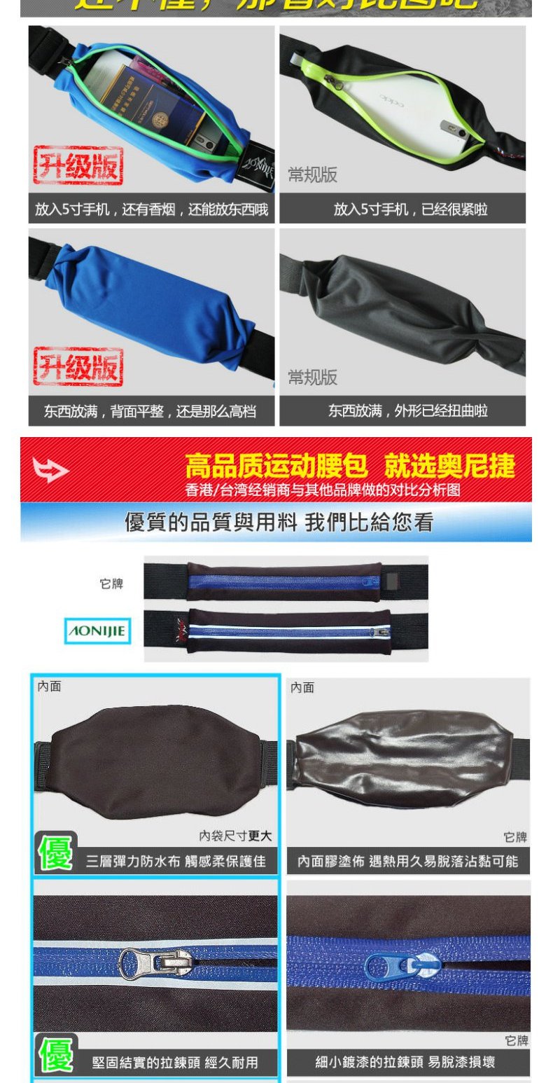Túi thể thao Aonijie đi du lịch ngoài trời nam và nữ chạy dây đai chống bó sát túi nhỏ túi điện thoại di động 7s túi đeo hông 3 ngăn