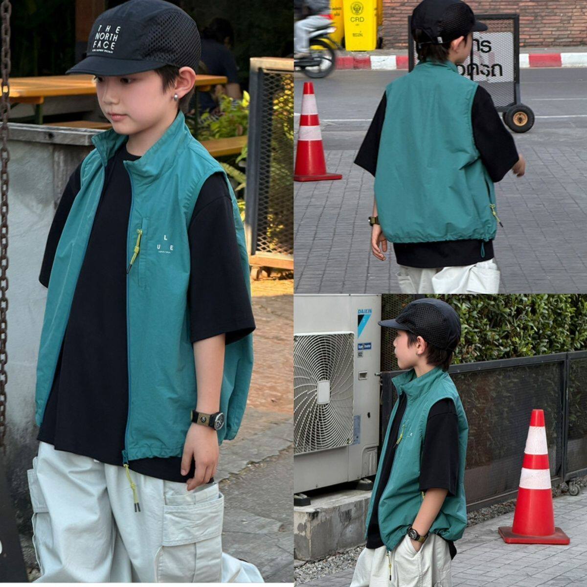 男の子用ベスト、春秋スタイル、2026年新作スタイル、年長の子供向けのクールでスタイリッシュ、男の子用春ベスト、ファッショナブルなベスト。