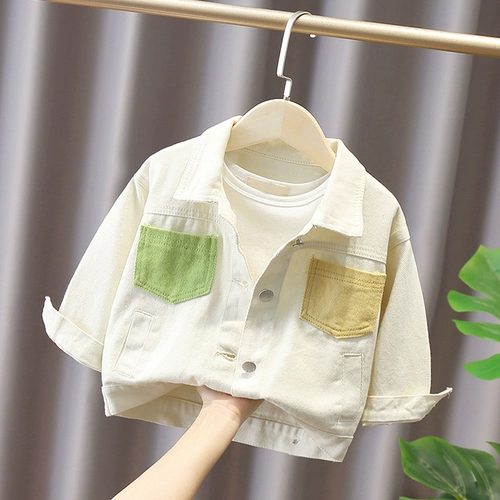 Джинсовая осенняя детская весенняя куртка для мальчиков, в западном стиле, в корейском стиле