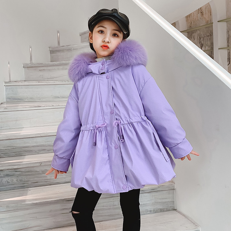 2021 new children Pike clothes leather Grass Rex Rabbit Liner Girl dress Baby for long version Princess coat Winter