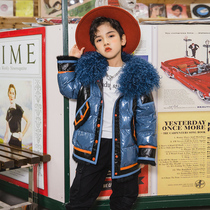 2021 new childrens down clothes goose down fur integrated splicing sheep Pippa grass winter baby jacket girls clothing