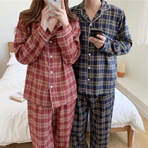 Couple sleeve grinding pure cotton suit for men and women spring and autumn long sleeves leisure and comfortable two pieces of home suit