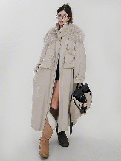 白色长款羽绒服女2025新款加厚保暖90白鸭绒可拆卸大毛领风衣外套