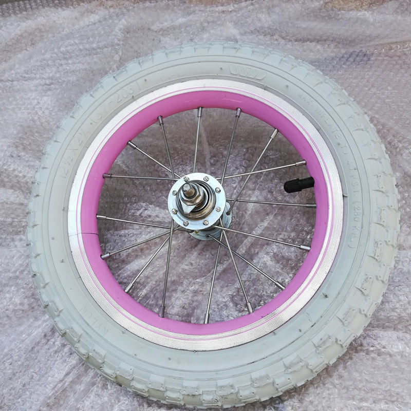 Children Bike Rim Aluminium Ring Steel Ring 12 Inch Front Wheel Rear Wheel White Tire Bend Mouth Inner Tube Baby Carrier Accessories