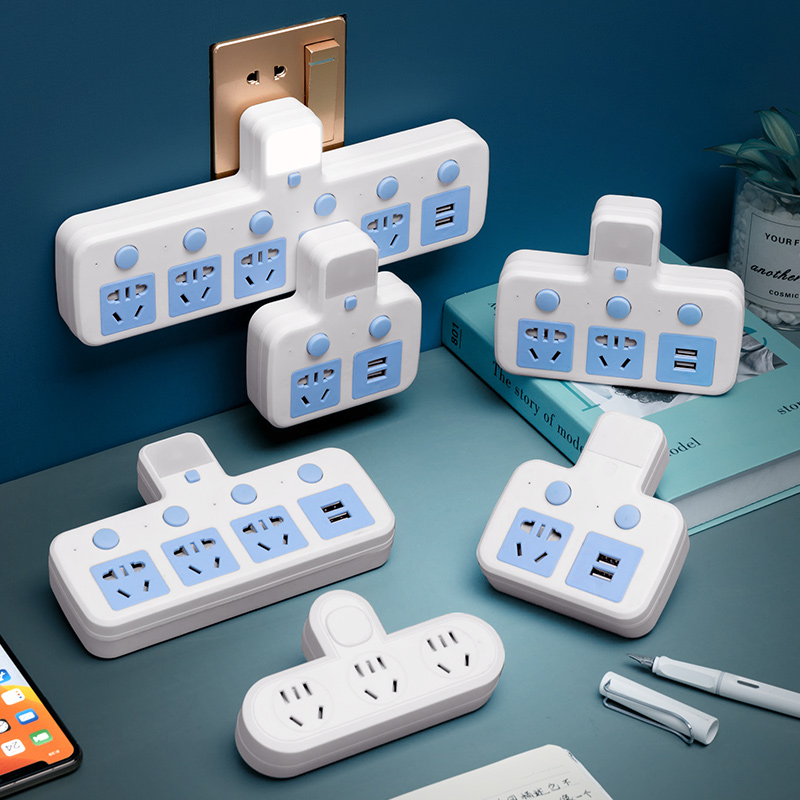 Pure copper multi-functional one-turn multi-purpose hole converter usb wireless with independent switch home night light plug