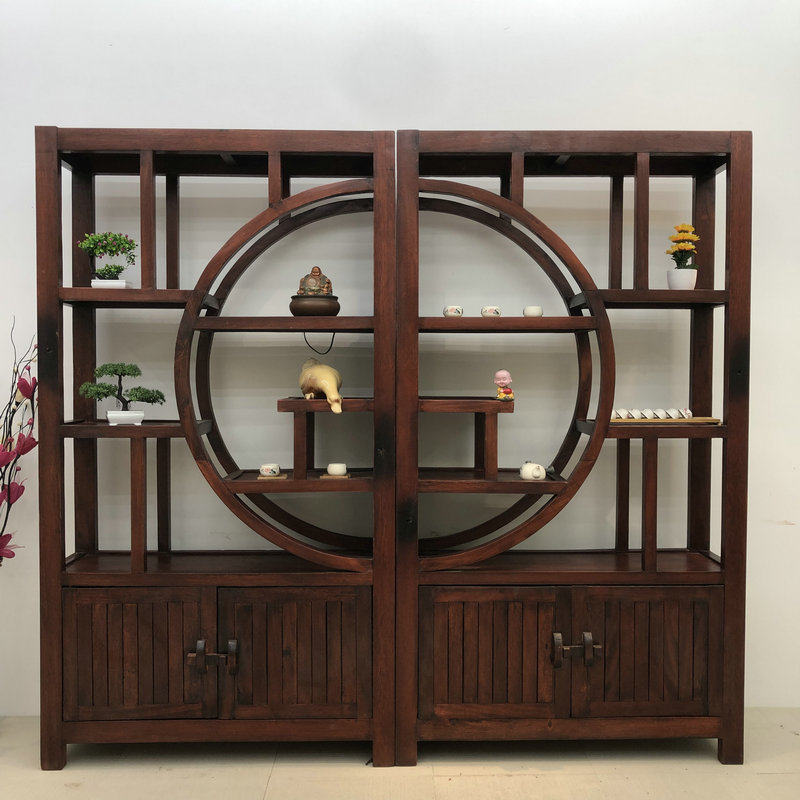 Old Shipwood Great Reunion Bogu Shelf Chinese Style Partition Antique Shelf Antique Display Container Solid Wood Multi Treasure Cabinet Tea Racks