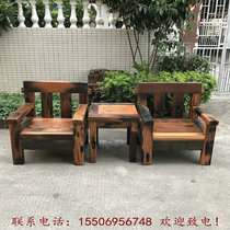 Old boat wood living room balcony middle hall three-piece sofa chair combination courtyard leisure table and chair 4872-55e1