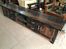 Old boat wood TV cabinet old boat wood living room TV cabinet all solid wood shipwreck wooden furniture