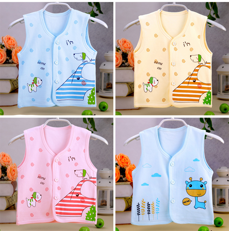 New baby vest vest mùa xuân và mùa thu bông chàng trai và cô gái ấm vest sơ sinh bé mùa hè áo khoác mỏng