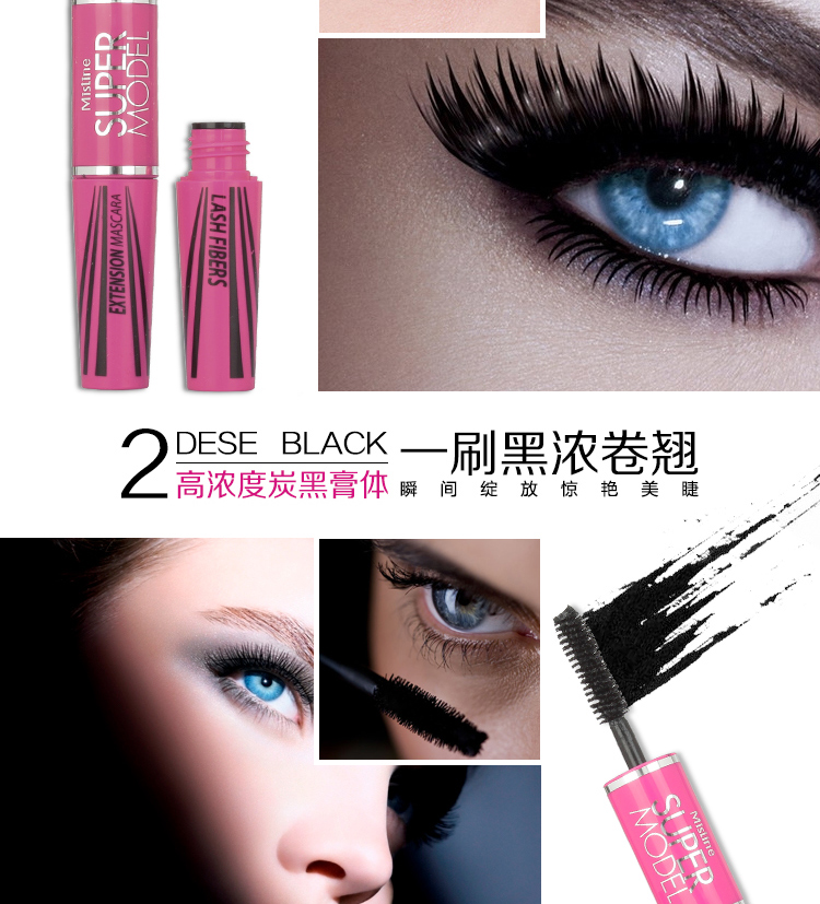 Thái lan đích thực Mistine đúp head 4D mascara dài dày dày curling kéo dài tăng trưởng lỏng không thấm nước không nở mascara dầu dừa