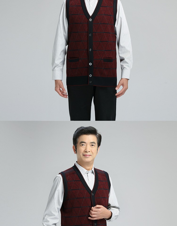 Đàn ông trung niên trở lên mùa thu và mùa đông vest vest áo len cha ông nội cộng với áo len dệt kim dày nhung - Áo len áo khoác nam 2021