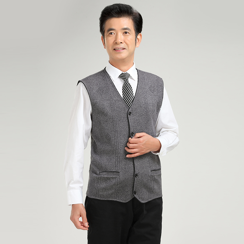 Mới trung niên áo len đan trung niên cha mặc cardigan cao cấp của nam giới áo len vest vest cũ áo khoác