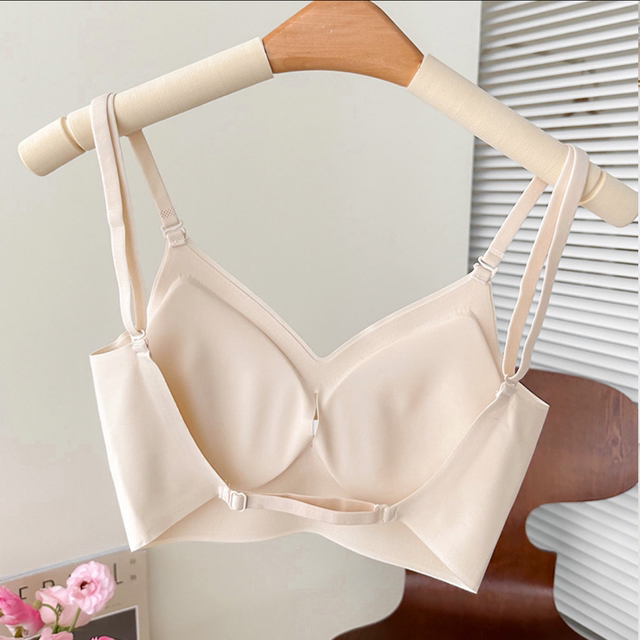 Aipece cloud large backless U-shaped back halter bra women's spaghetti straps invisible seamless small breast push-up bra