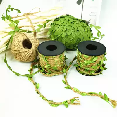 Kindergarten ring creation material wall hanging decoration air hanging decoration DIY handmade creative lanyard green leaf linen rope