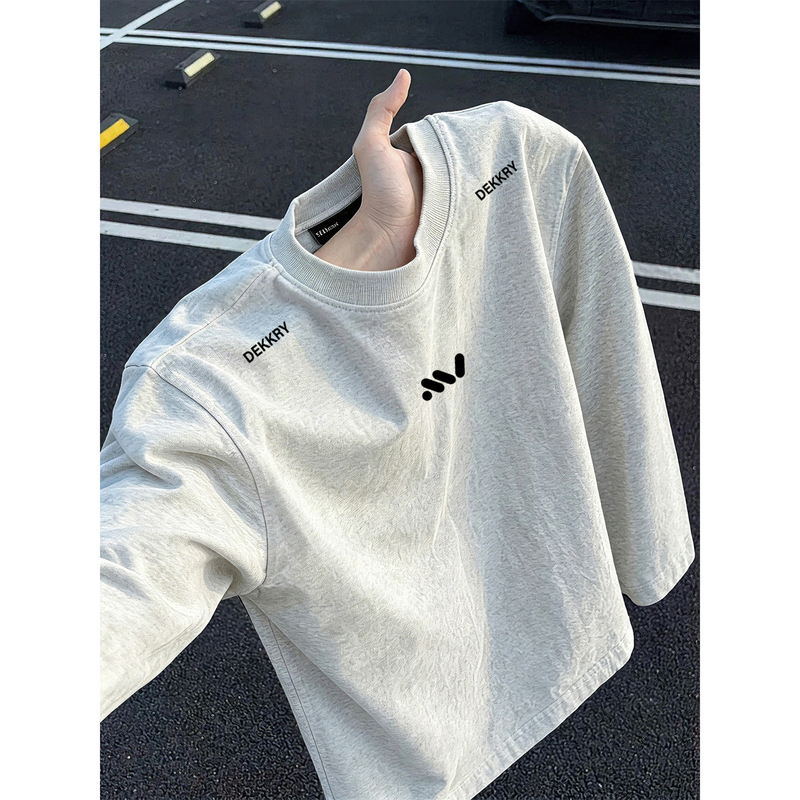Heavyweight Pure Cotton American-Style Trendy Brand Cool Letter Loose Fit Youth Long-Sleeve T-Shirt for Men, Autumn Casual Top Base Shirt Heavyweight Pure Cotton American-Style Trendy Brand Cool Letter Loose Fit Youth Long-Sleeve T-Shirt for Men, Autumn Casual Top Base Shirt