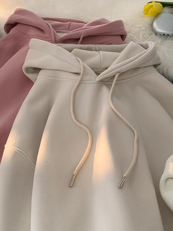 American-Style Trendy Brand, Japanese-Style Loose-Fitting Versatile Pure Cotton Heavyweight Solid Color Hooded Sweatshirt with Fleece and Thickened for Men, Autumn and Winter Jacket