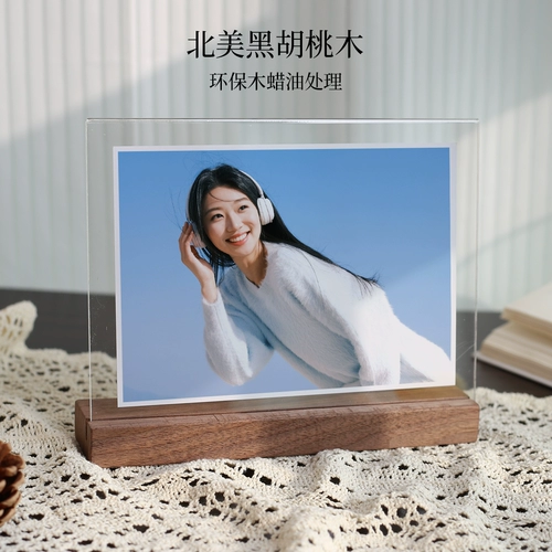 Акриловая фоторамка, двусторонная фотография, делается под заказ, с печатью вашего логотипа