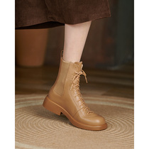 Martin boots female summer thin flying woven British style spring and autumn single boots thick soled short boots round head flat bottom casual short boots