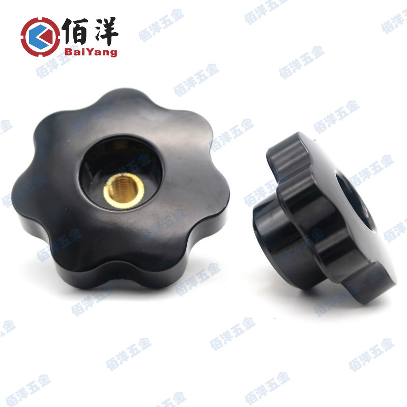 Seven-star through-hole plastic head nut bakelite perforated plum hand screw nut star handle M4M5M6M8M10-M20