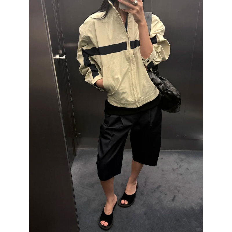 Pd's Greatest Work, Aprui Style Lightweight Sports Jacket with Stand Collar, Old Money Relaxed Fit Coat 0349 Pd's Greatest Work, Aprui Style Lightweight Sports Jacket with Stand Collar, Old Money Relaxed Fit Coat 0349