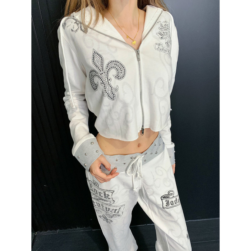 Pd's Greatest Work Sanskrit Sun Protection Relaxed Casual Hoodie Lazy and Casual Rolling Stones Studded Set 0161